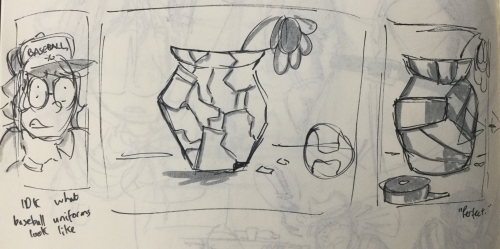 A rough sketch trying out some more obvious visual shorthand