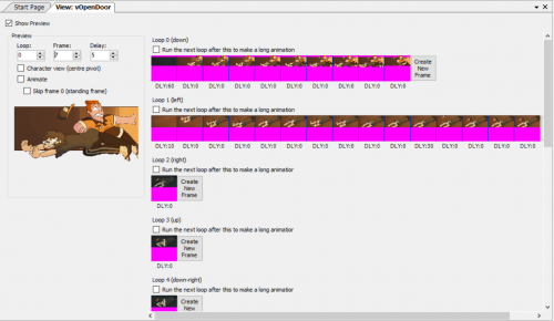 AGS's view editor, which lets you preview and change the timing of your animations.